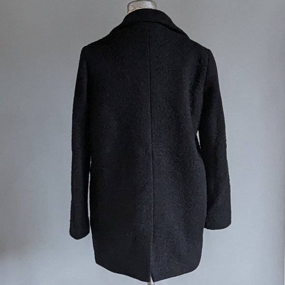Women's Vera Moda Black Boucle Boxy Cocoon Style 3/4 Length Coat Size XS - Picture 3 of 9